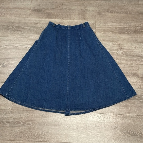Vintage 100% Cotton Denim Snap Front A-Line Midi Jean Skirt 14 - Picture 11 of 14